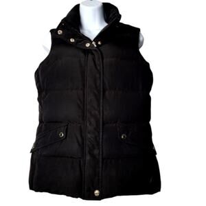 Talbots Black Puffer Vest Petites P (Sm) Down Feather Fill Warm Cozy Minimalist
